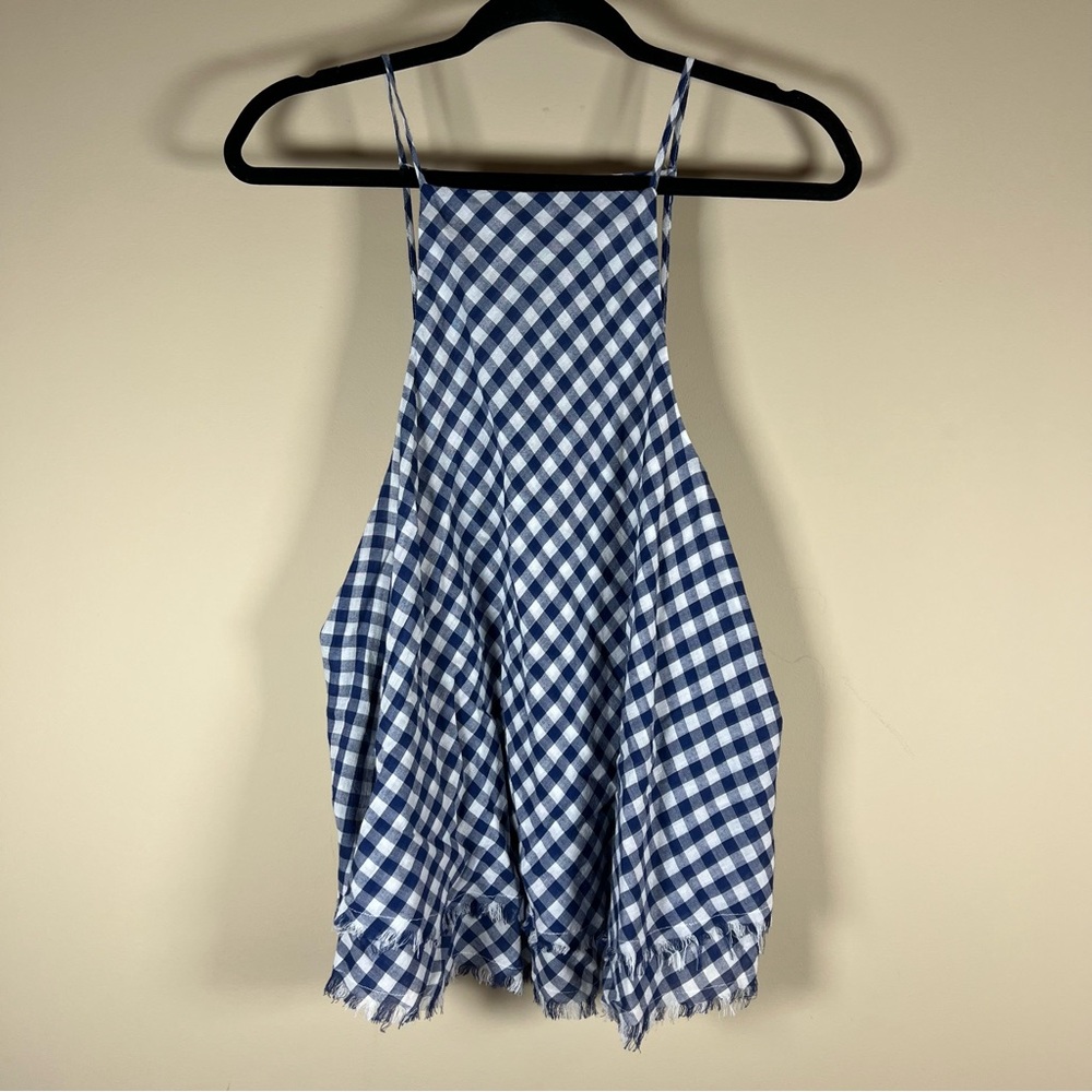 American Eagle Cropped Gingham Halter Top